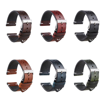 HB001 Color-Changing  Retro Oil Wax Leather Ultra-Thin Universal Watch Strap, 18mm, 20mm, 22mm