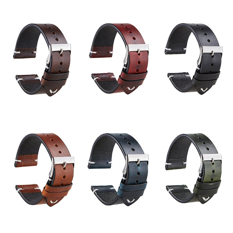 HB001 Color-Changing  Retro Oil Wax Leather Ultra-Thin Universal Watch Strap, 20mm, 22mm