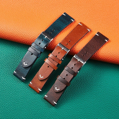 HB001 Color-Changing  Retro Oil Wax Leather Ultra-Thin Universal Watch Strap, 20mm, 22mm