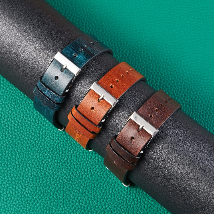 HB001 Color-Changing  Retro Oil Wax Leather Ultra-Thin Universal Watch Strap, 20mm, 22mm