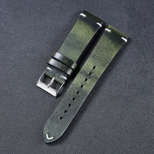 HB001 Color-Changing  Retro Oil Wax Leather Ultra-Thin Universal Watch Strap, 18mm, 20mm, 22mm