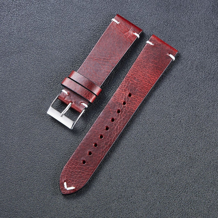 HB001 Color-Changing  Retro Oil Wax Leather Ultra-Thin Universal Watch Strap, 20mm, 22mm