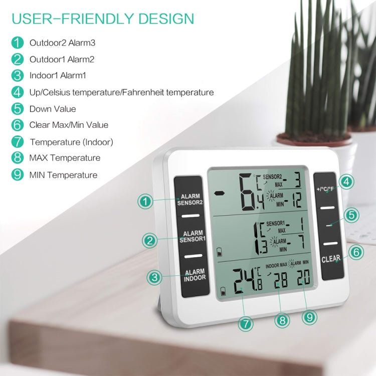 SN010 Wireless Indoor Outdoor High-Precision Thermometer Electronic Refrigerator Thermometers, One to One