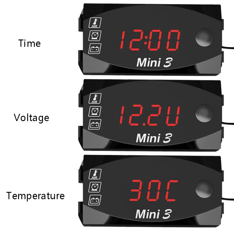 Voltage Clock And Temperature 3 In 1 LED Electronic Meter Large-Screen Digital Display Waterproof And Dustproof Voltmeter, 3 In 1 LED White Light, 3 In 1 LED Green Light, 3 In 1 LED Red Light