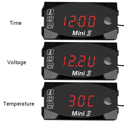 Voltage Clock And Temperature 3 In 1 LED Electronic Meter Large-Screen Digital Display Waterproof And Dustproof Voltmeter, 3 In 1 LED Red Light, 3 In 1 LED White Light, 3 In 1 LED Green Light