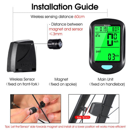 WEST BIKING Mountain Road Bike Wireless Code Meter Multi-Function Interface Riding Speedometer, YP0702083