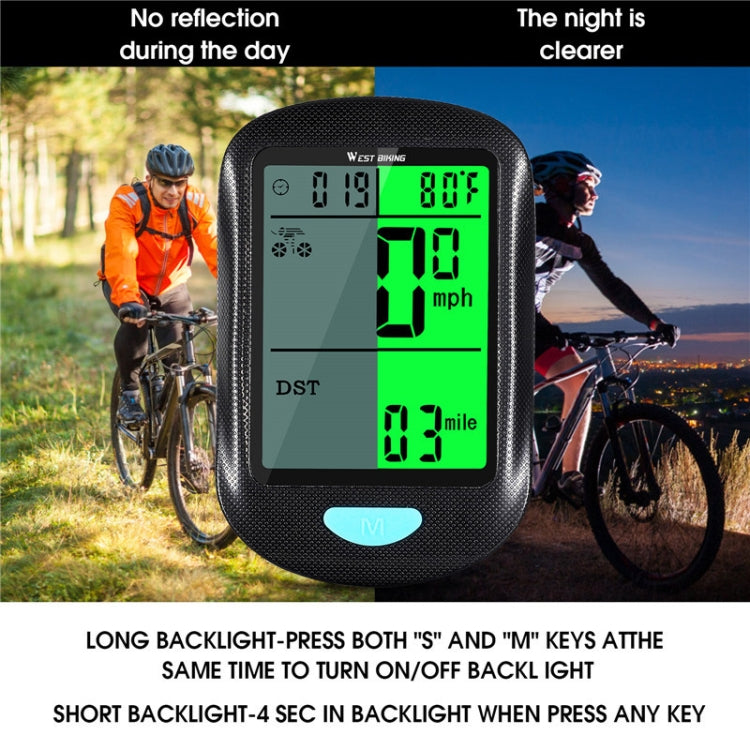 WEST BIKING Mountain Road Bike Wireless Code Meter Multi-Function Interface Riding Speedometer, YP0702083
