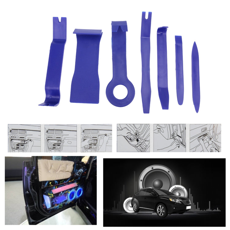 Kit d'outils de démontage pour autoradio DVD, panneau de porte et tableau de bord de voiture (7 pièces en 1)