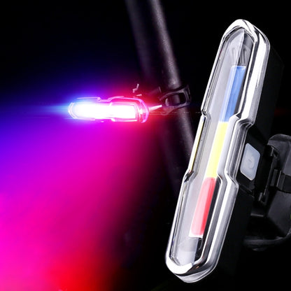 Bicycle Light USB Charging LED Warning Light Night Riding COB Tail Light, Specification:, 7505C Red White Blue Light, 7505A Single Red Light, 7505B Red White Light, 7505 Red Blue Light