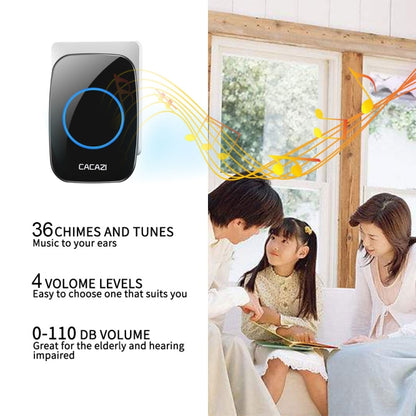 CACAZI H10 1 For 2 Home Wireless Music Doorbell without Battery, US Plug, EU Plug, UK Plug