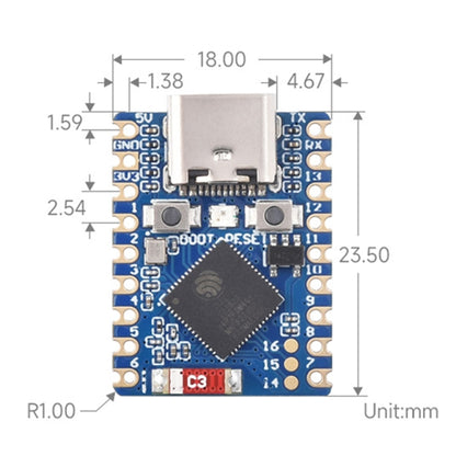 Waveshare ESP32-S3 Mini Development Board, Based On ESP32-S3FH4R2 Dual-Core Processor, without Header, with Header