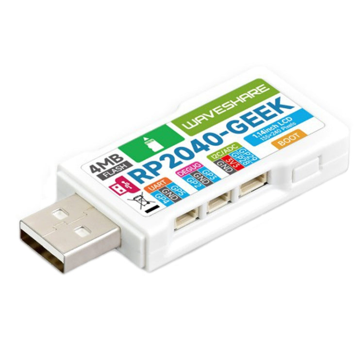 Carte de développement Waveshare 25394 RP2040-GEEK, basée sur le microcontrôleur RP2040, avec écran LCD couleur 1,14 pouce 65K