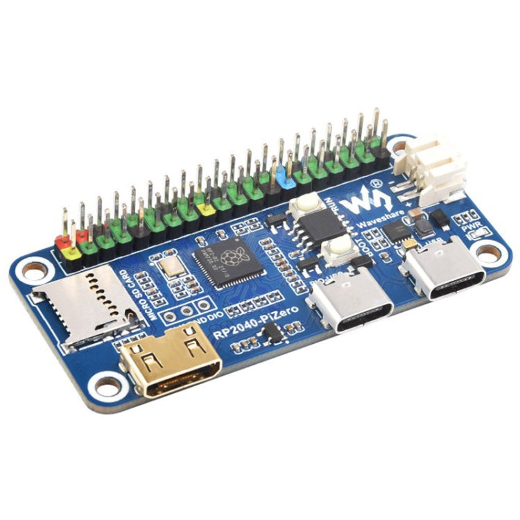 Carte de développement Waveshare 25506 RP2040-PiZero, Basée sur Raspberry Pi RP2040, 264 Ko de SRAM et 16 Mo, RP2040-PiZero avec connecteur HE.