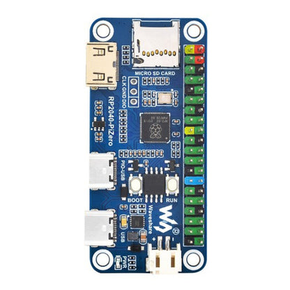 Carte de développement Waveshare 25506 RP2040-PiZero, Basée sur Raspberry Pi RP2040, 264 Ko de SRAM et 16 Mo, RP2040-PiZero avec connecteur HE.