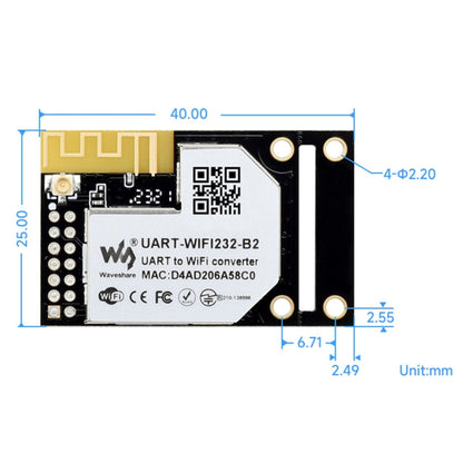 Module UART vers WiFi et Ethernet Waveshare 25116, module 802.11b/g/n intégré, 25116