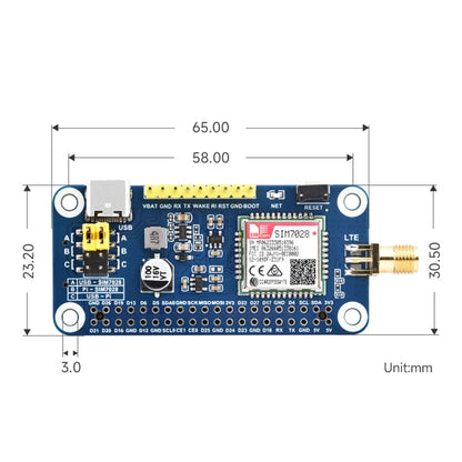 Waveshare 25349 SIM7028 NB-IoT HAT For Raspberry Pi, Supports Global Band NB-IoT Communication, 25349