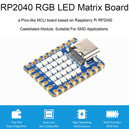 Carte de développement Waveshare 24594 à matrice de LED RGB 5x5 avec processeur double cœur RP2040