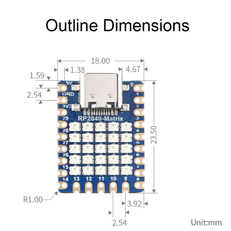 Carte de développement Waveshare 24594 à matrice de LED RGB 5x5 avec processeur double cœur RP2040