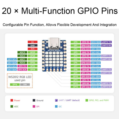 Carte de développement Waveshare 24594 à matrice de LED RGB 5x5 avec processeur double cœur RP2040