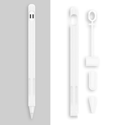 2 Sets 4 In 1 Stylus Silicone Protective Cover + Anti-Lost Rope Set For Apple Pencil 1, Jade White, Ink Black, Mint Green, Fresh Pink, Red, Midnight Blue, Business Gray