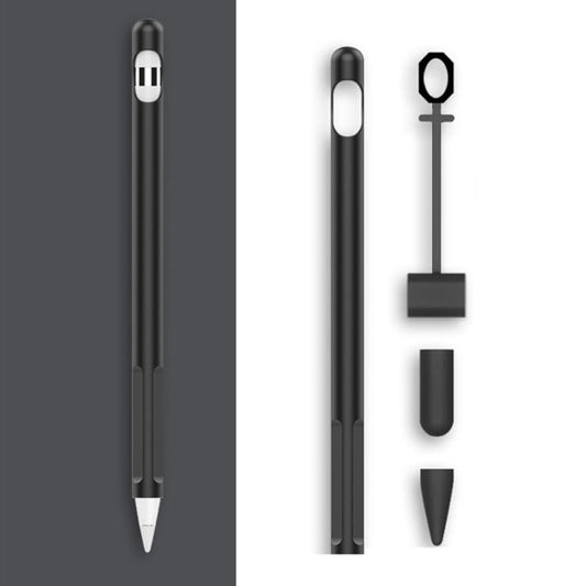 2 Sets 4 In 1 Stylus Silicone Protective Cover + Anti-Lost Rope Set For Apple Pencil 1, Jade White, Ink Black, Mint Green, Fresh Pink, Red, Midnight Blue, Business Gray