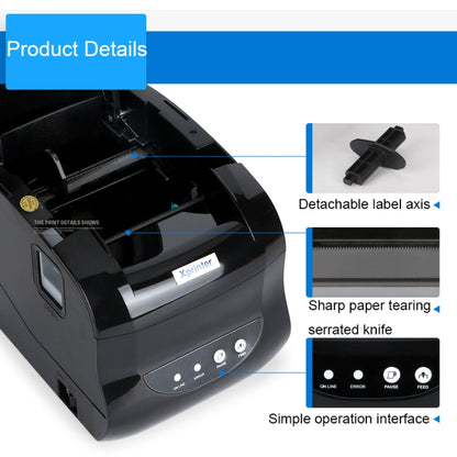 Xprinter XP-365B 80mm Thermal Label Printer Clothing Tag Supermarket Barcode Printer, US Plug, EU Plug, UK Plug, AU Plug