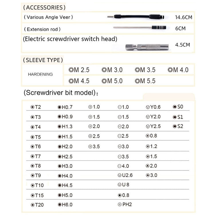 Obadun 9800 58 in 1 Screwdriver Set Manual CRV Batch Mobile Phone Disassembly Glasses Repair Tool, Obadun 9800(Orange)
