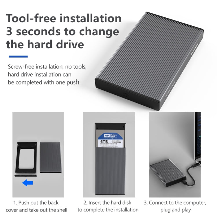 Blueendless 2.5 inch Mobile Hard Disk Box SATA Serial Port USB3.0 Free Tool SSD, Style:, MR23F -A Port, MR23F-C Port, MR23G -A Port, MR23G-C Port