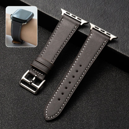 Business Cowhide Leather Strap Watchband, For Apple Watch Series 8&7 41mm / SE 2&6&SE&5&4 40mm / 3&2&1 38mm, For Apple Watch Series 6&SE&5&4 44mm / 3&2&1 42mm, For Apple Watch Series 6&SE& 5&4 40mm / 3 & 2 & 1 38mm