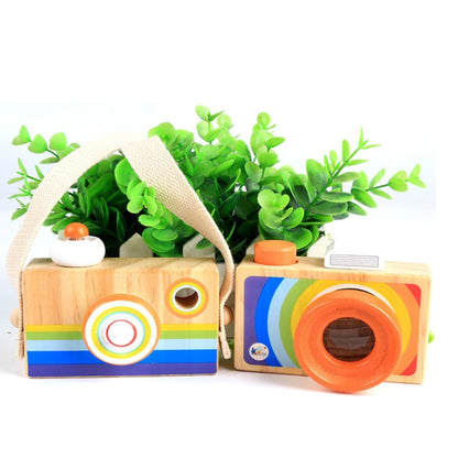 Mini appareil photo reflex numérique en bois de dessin animé, kaléidoscope, cadeau pour enfant, jouet amusant