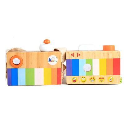 Mini appareil photo reflex numérique en bois de dessin animé, kaléidoscope, cadeau pour enfant, jouet amusant