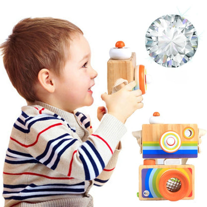Mini appareil photo reflex numérique en bois de dessin animé, kaléidoscope, cadeau pour enfant, jouet amusant