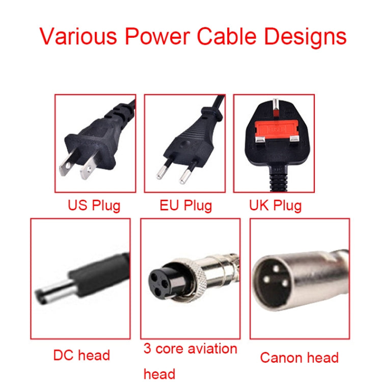 Chargeur de véhicule électrique 84 W 42 V/2 A avec contrôle intelligent de la température et dissipation de la chaleur, tête DC, tête 3 cœurs, tête Canon