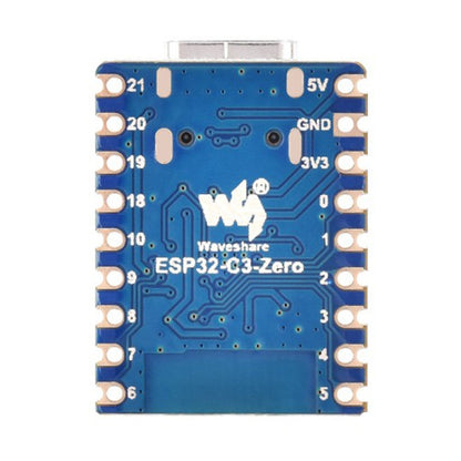 Waveshare 2.4GHz ESP32-C3 Mini Development Board, Based ESP32-C3FN4 Single-core Processor, without Header, with Header