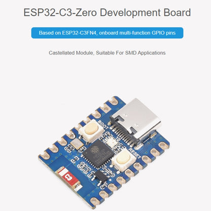Waveshare 2.4GHz ESP32-C3 Mini Development Board, Based ESP32-C3FN4 Single-core Processor, without Header, with Header