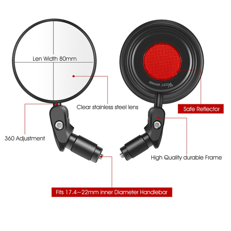 WEST BIKING YP0720032 Bicycle Rear View Mirror Foldable Cycling Mirror, WEST BIKING YP0720032