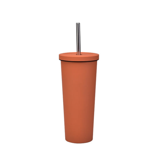 700ml Large Capacity Double Stainless Steel Straw Cup Vacuum Outdoor 304 Insulation Cup Car Water Cup, Khaki, Cinnabar Orange, Lilac Purple, Pink, Glazed Green, Moss Green, Dark Gray, Indigo, Ink Black, Gray Green, Light Pink, Green White, Lake Blue