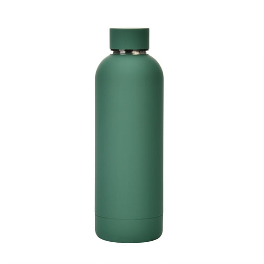 Stainless Steel Outdoor Matte Water Bottle Portable Sports Water Cup Rubber Paint Insulation Cup, Moss Green, Light Pink, Smoky Pink, Cinnabar Orange, Green White, Khaki, Ink Black, Lake Blue, Gray Green, Lilac Purple, Indigo, Gray