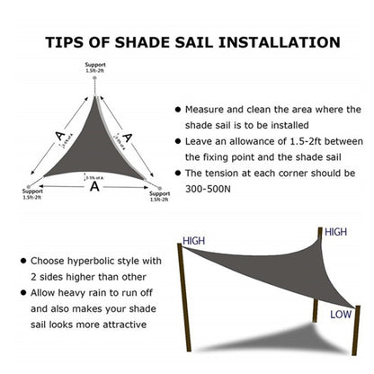 Voile d'ombrage triangulaire étanche anti-UV pour jardin, Taille : 3.6m x 3.6m x 3.6m, 3.6m x 3.6m x 3.6m