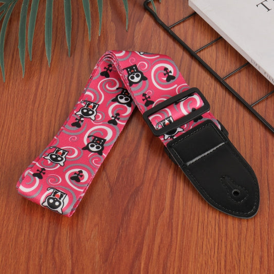 Correa de ukelele estampada (3 unidades), longitud: 85-135 cm, estilo nacional, panda rosa, amarillo y letra, dibujos animados, guante blanco y negro, destello azul, llama roja.
