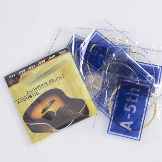 مجموعة واحدة من أوتار الغيتار الشعبي النحاسية، مجموعة أوتار الغيتار الصوتي من 1 إلى 6، عبوة حمراء 012، عبوة صفراء 011