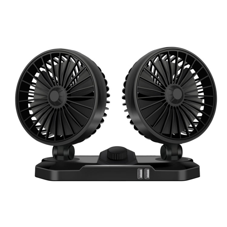 F558 Ventilateur de voiture avec chargeur de téléphone USB 12/24V, double tête 12V, double tête 24V