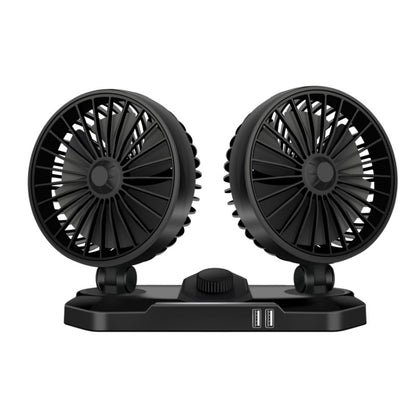 F558 Ventilateur de voiture avec chargeur de téléphone USB 12/24V, double tête 12V, double tête 24V