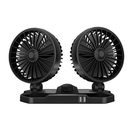 F558 Ventilateur de voiture avec chargeur de téléphone USB 12/24V, double tête 12V, double tête 24V