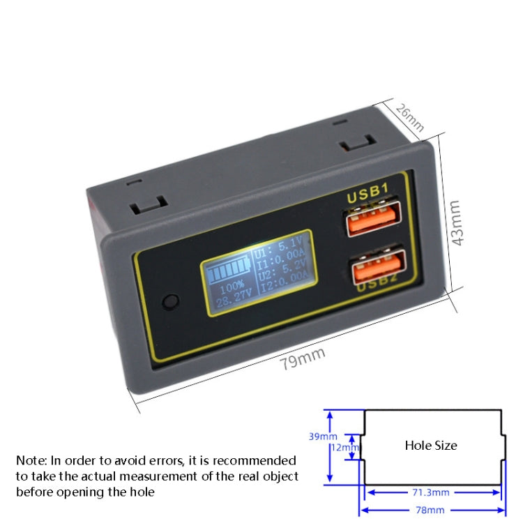 Auto-Gleichspannungsanzeige 12/24V Blei-Säure-Batterie auf 5V USB-Schnellladeanzeige, Auto-Gleichspannungsanzeige