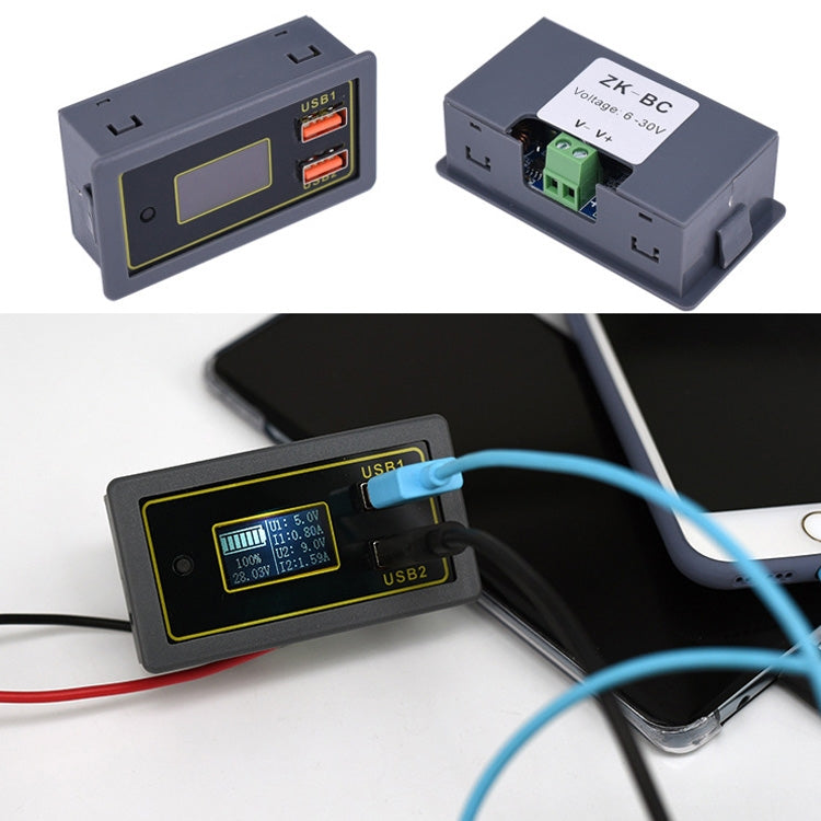 Auto-Gleichspannungsanzeige 12/24V Blei-Säure-Batterie auf 5V USB-Schnellladeanzeige, Auto-Gleichspannungsanzeige