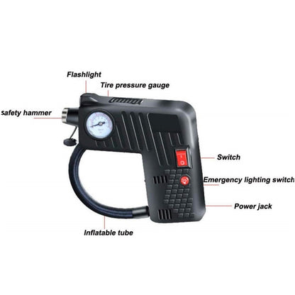 YX-301 Pompe de gonflage électrique portable multifonction 12 V pour voiture, noire, verte