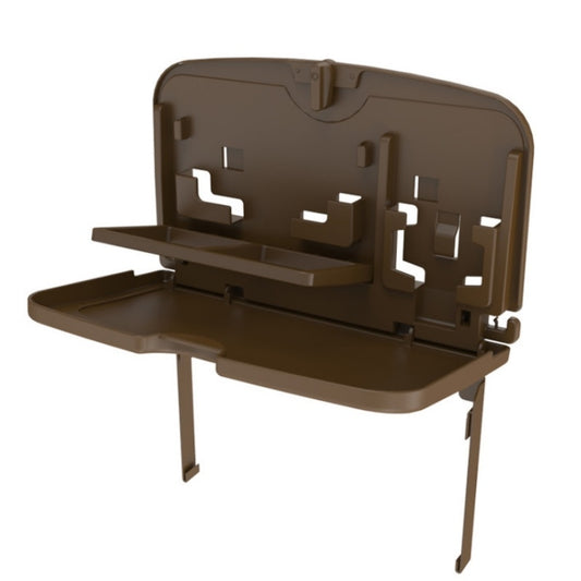 Car Seat Back Sundries And Beverage Storage Tray, Brown, Black