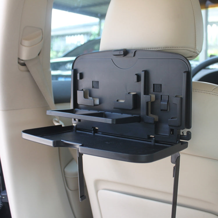 Car Seat Back Sundries And Beverage Storage Tray, Brown, Black