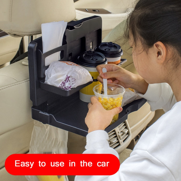 Car Seat Back Sundries And Beverage Storage Tray, Brown, Black